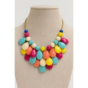 Colorful Teardrop Statement Necklace Chunky Bib Beaded‎ Fashion Jewelry